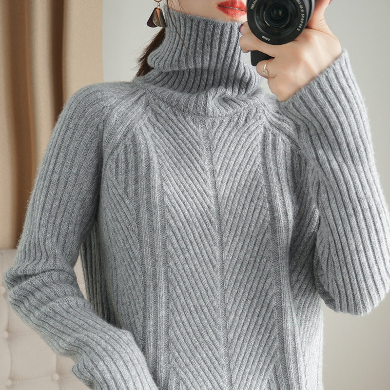 Turtleneck Wool Sweater Women's Pullover Long-sleeved Knitted Sweater