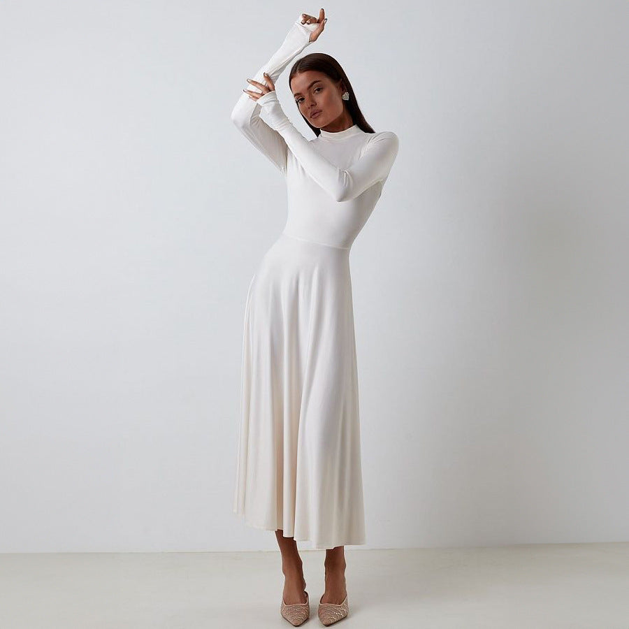Women's Long Sleeve Turtleneck Fishtail Dress