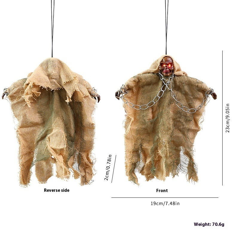 Halloween Hanging Ghost Iron Chain Glowing Skull Decorative Ornaments