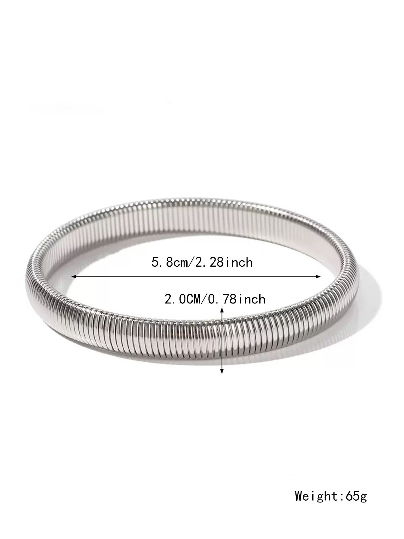Women's Exaggerated Vertical Stripe Ring Elastic Titanium Steel Bracelet