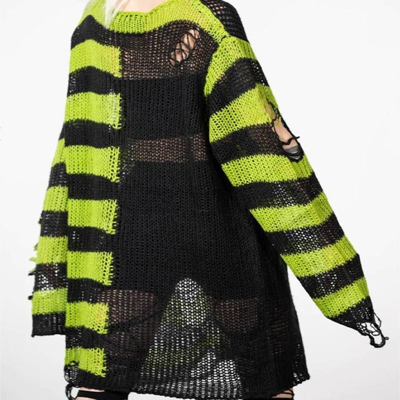 Halloween Ripped Long Sweater Women's Fashion Loose Sweater