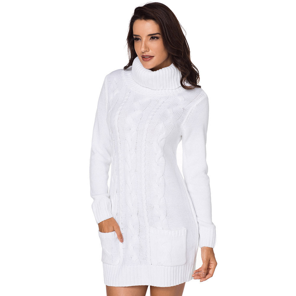 Solid Color Long-sleeved Turtleneck Knitted Sweater