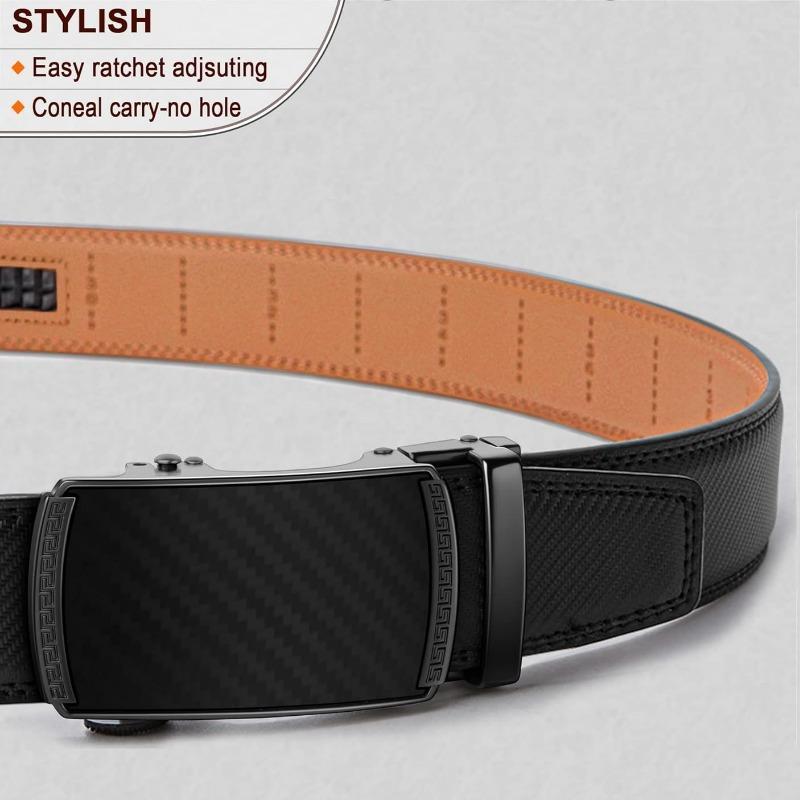 Men's Premium Leather Automatic Buckle Adjustable Ratchet Belt