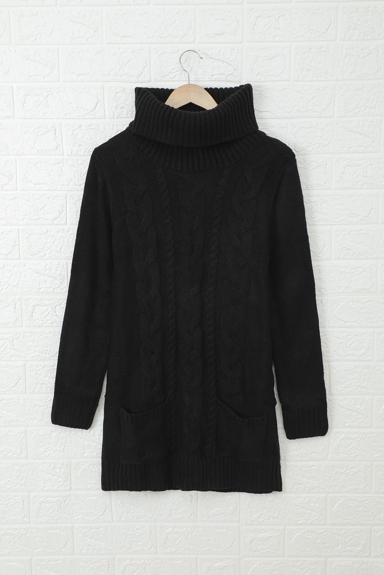Solid Color Long-sleeved Turtleneck Knitted Sweater
