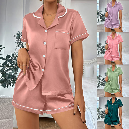 Casual Pajamas Women's Artificial Silk Soft Double Short Lapel