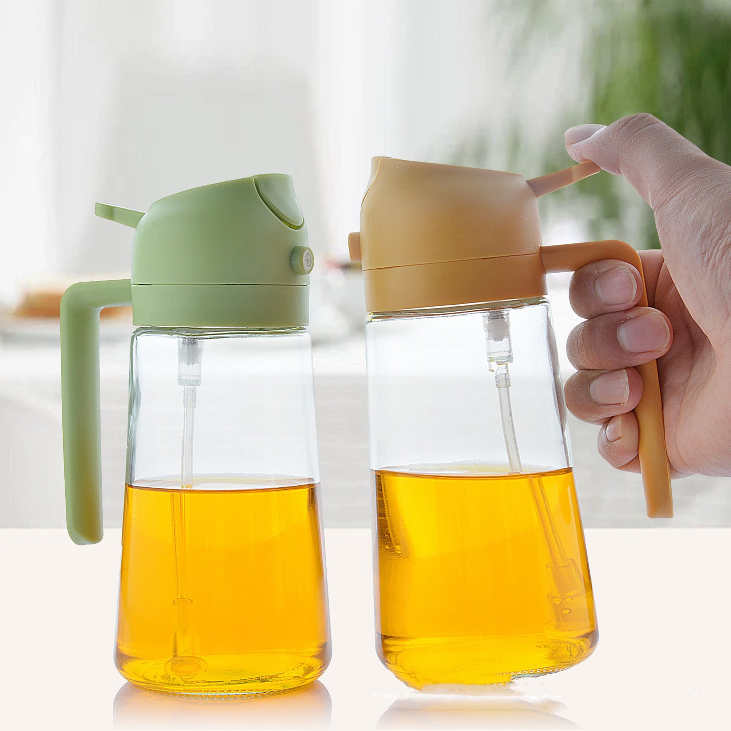 Household Kitchen Large Capacity 470ml Glass Oiler