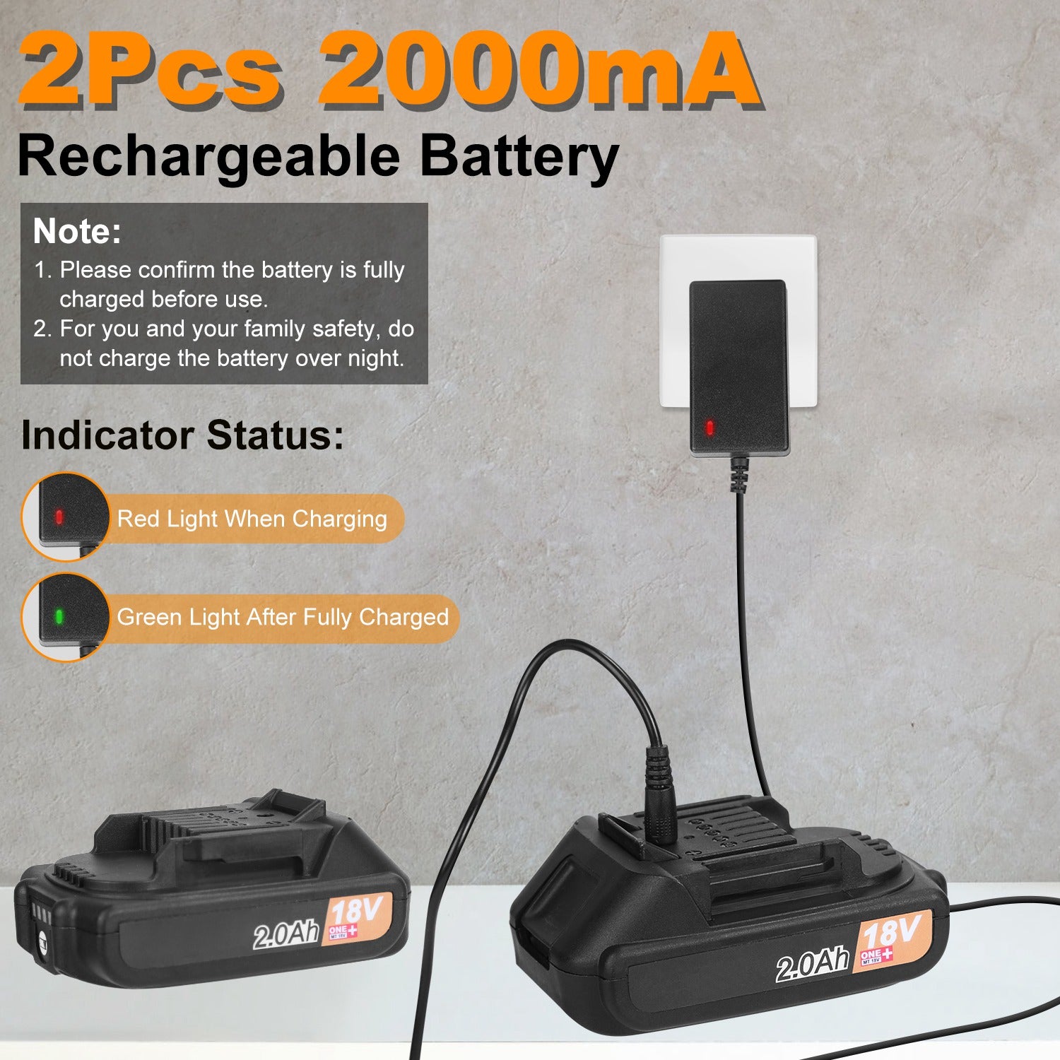 1Pc Cordless Leaf Blower Handheld Electric Battery Powered Air Blower Max 124MPH 300CFM With 2 Adjustable Speeds 2Pcs 18V 2000mA Battery And Charger For Yard Patio