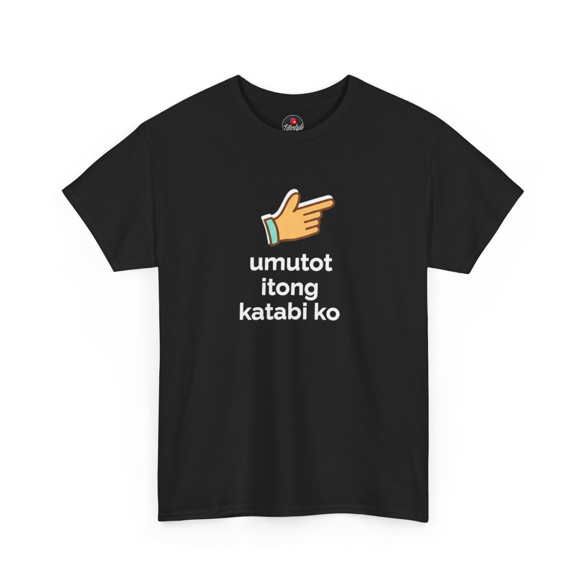 T-Shirt “Umutot Itong Katabi Ko” Pointing Hand Graphic – Filipino Funny Quote Tee