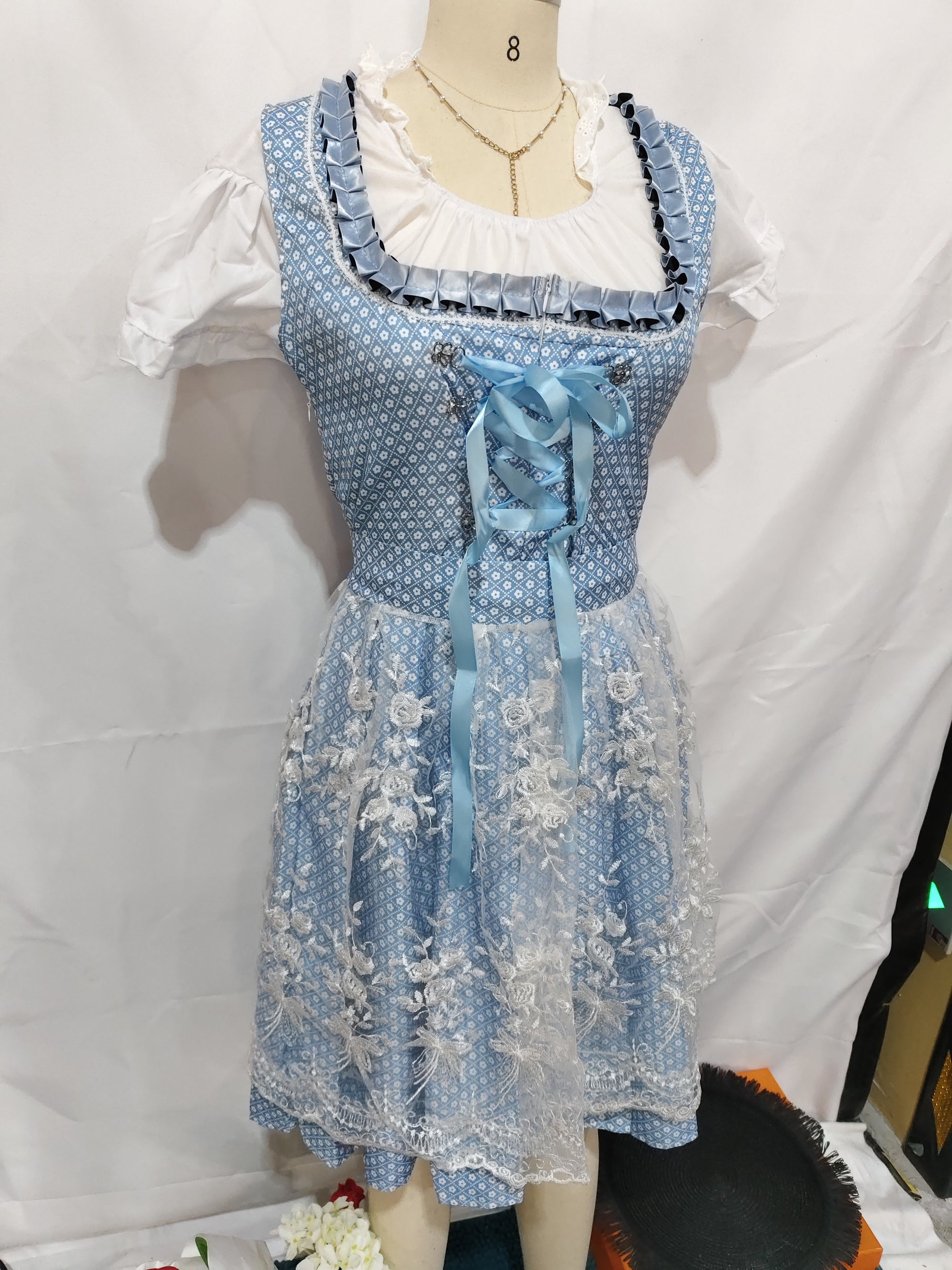 Halloween Munich Beer Long Short-sleeved Printed Lace-up Dress