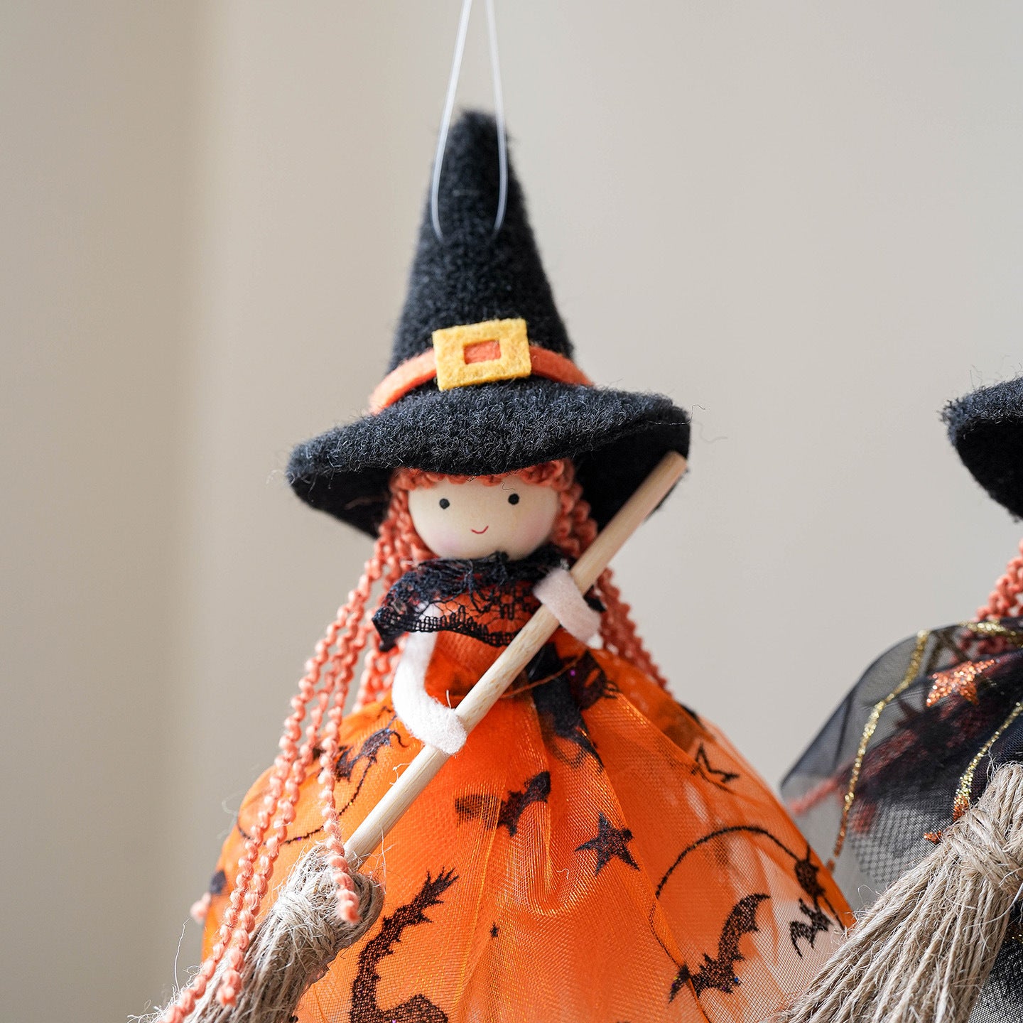 Halloween Mesh Broom Girl Angel Christmas Tree Pendant