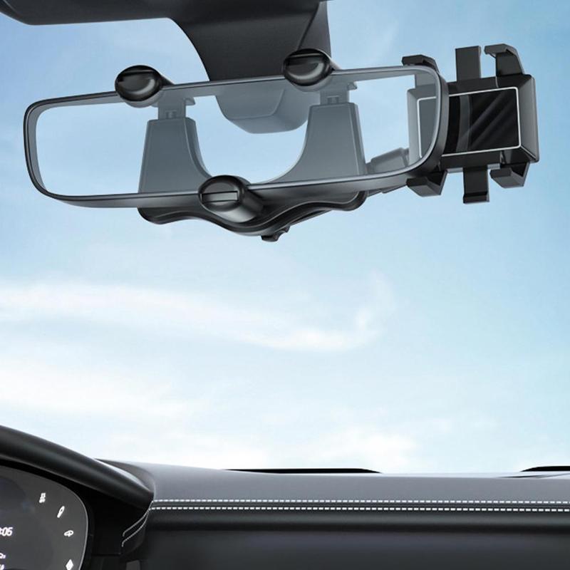 Multifunctional 360 Rearview Mirror Phone Holder For Car