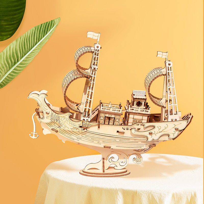 Wooden Puzzle Games Boat & Ship Model Toys For Children