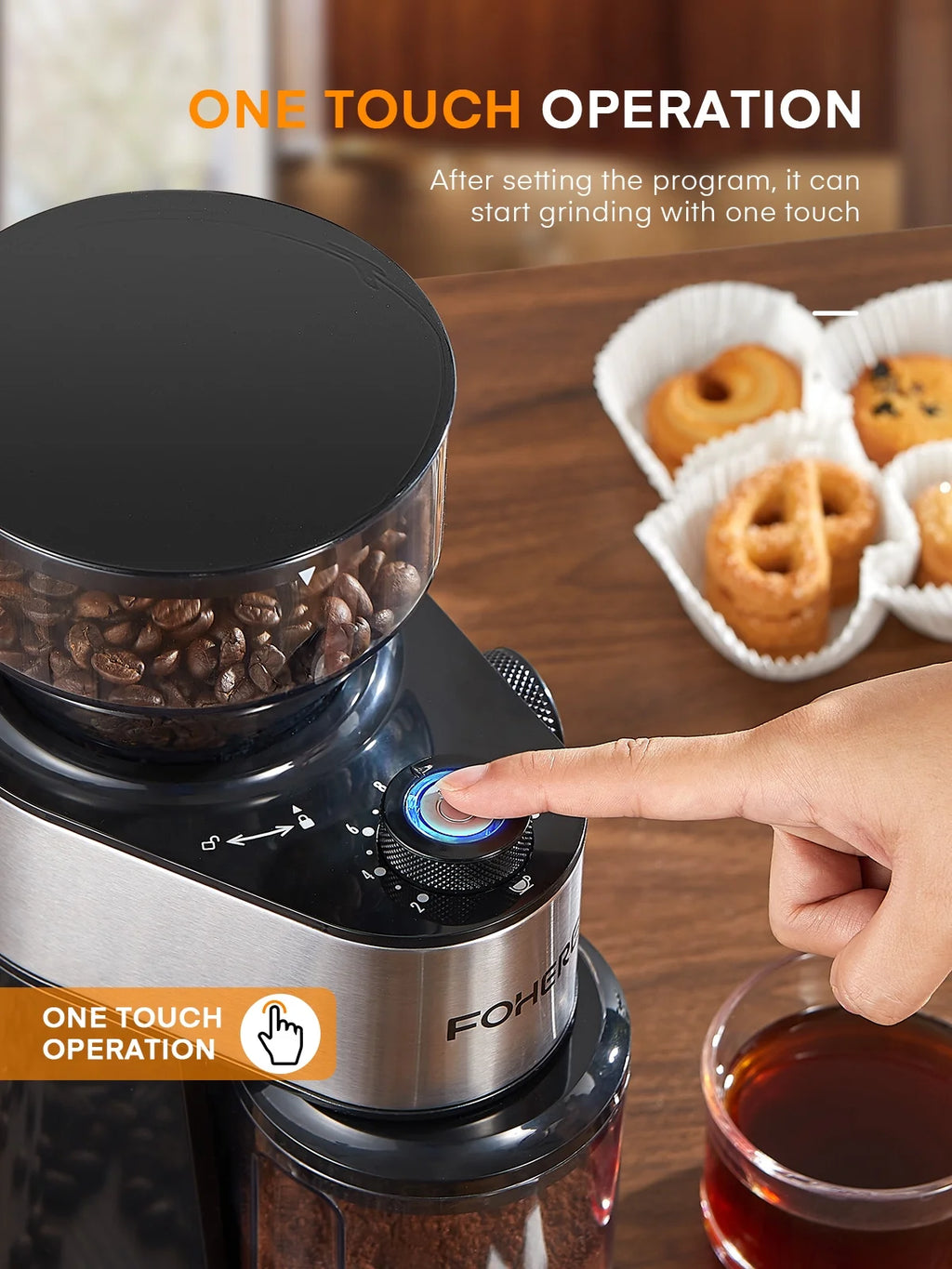 Electric Burr Coffee Grinder , 200W Upgrade, 18 Precise Grind Settings, 2-14 Cup Adjustable, Only for Grind Coffee, Black