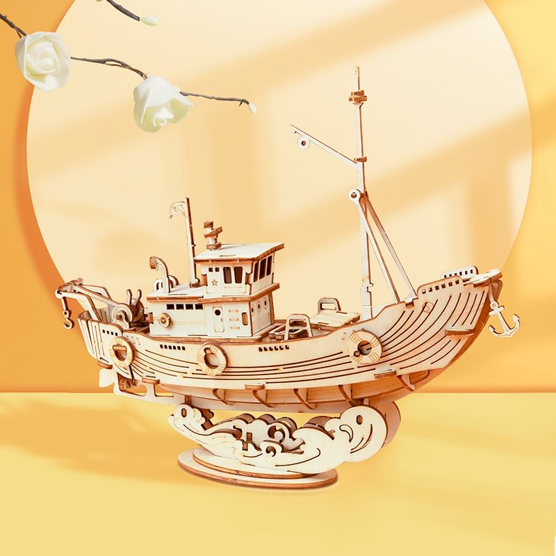 Wooden Puzzle Games Boat & Ship Model Toys For Children