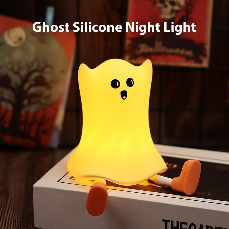 Halloween SiliconHalloween e Ghost Shaped Bedside Lamp With Touch Control Soft Glow For Water-resistant Decoration