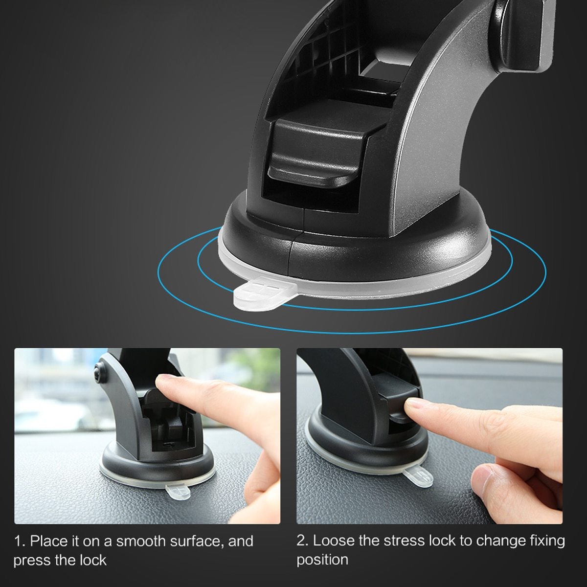 Long Rod Telescopic Car Phone Holder Suction Cup Type