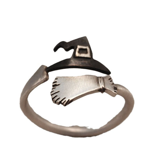 Halloween Ghost Witch Hat Broom Opening Ring