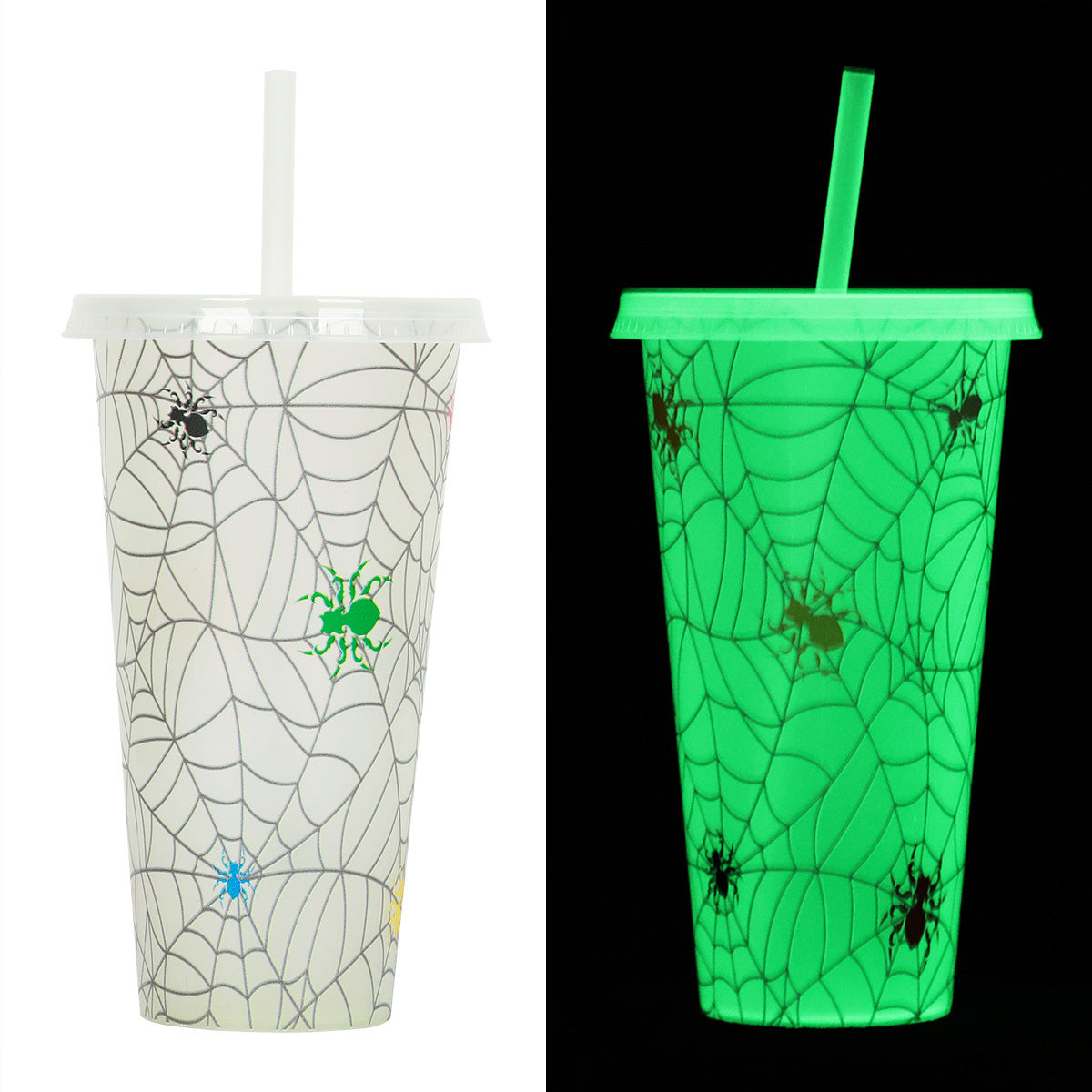 720ml Plastic Sippy Cup Halloween Luminous Straw Cup