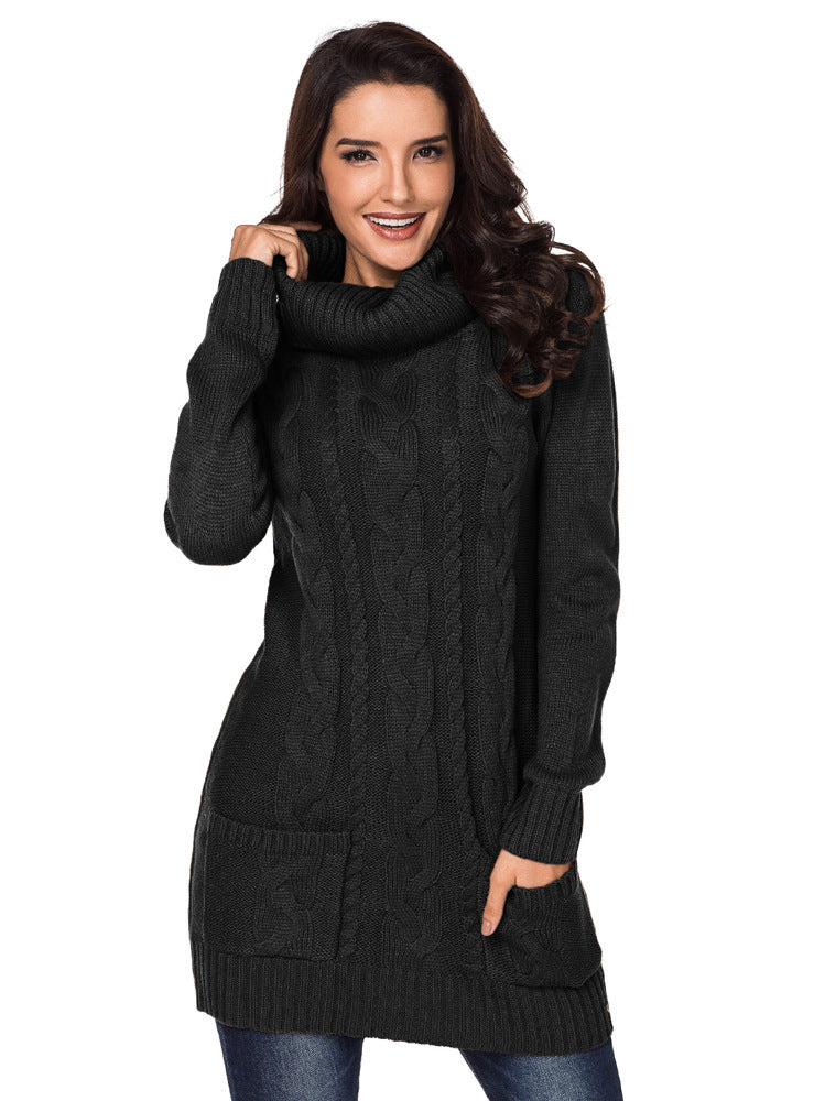 Solid Color Long-sleeved Turtleneck Knitted Sweater