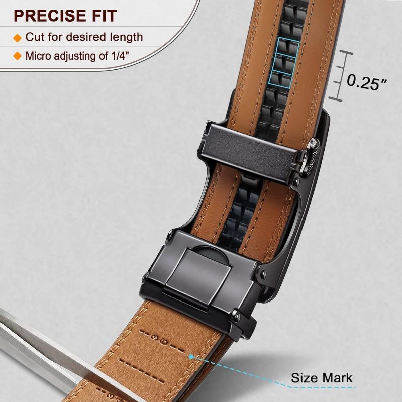 Men's Premium Leather  Automatic Buckle Adjustable Ratchet Belt