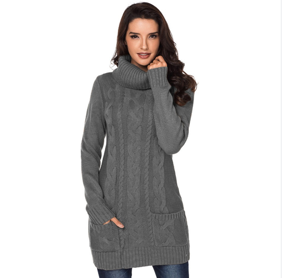 Solid Color Long-sleeved Turtleneck Knitted Sweater