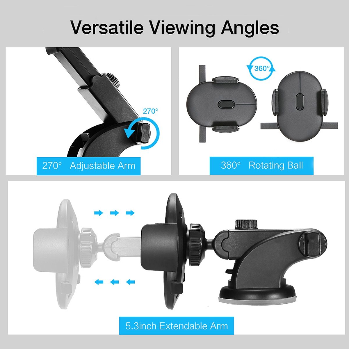 Long Rod Telescopic Car Phone Holder Suction Cup Type
