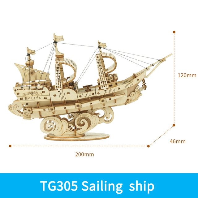 Wooden Puzzle Games Boat & Ship Model Toys For Children