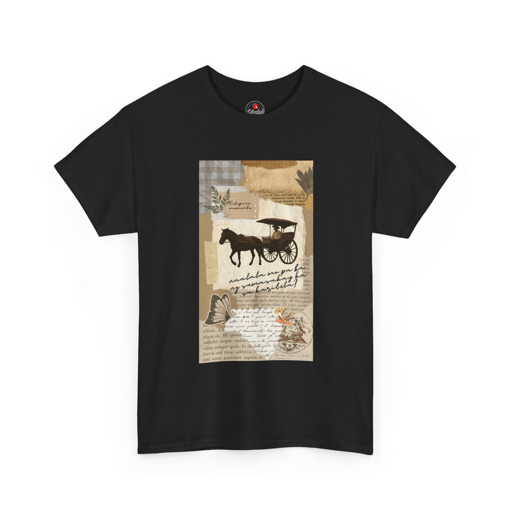 Vintage Horse & Buggy T‑Shirt — Rustic Americana Collage Tee