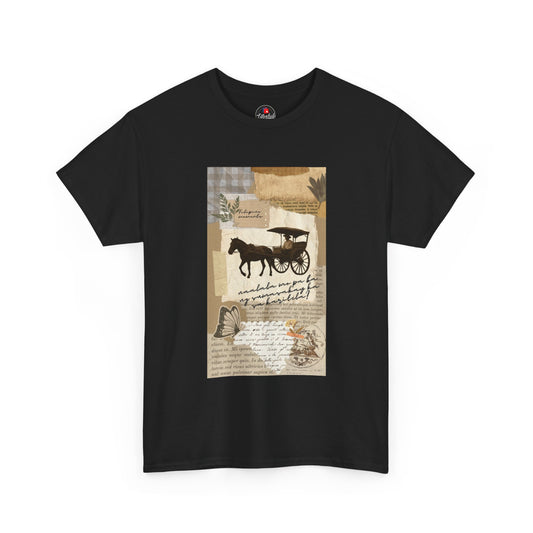 Vintage Horse & Buggy T‑Shirt — Rustic Americana Collage Tee