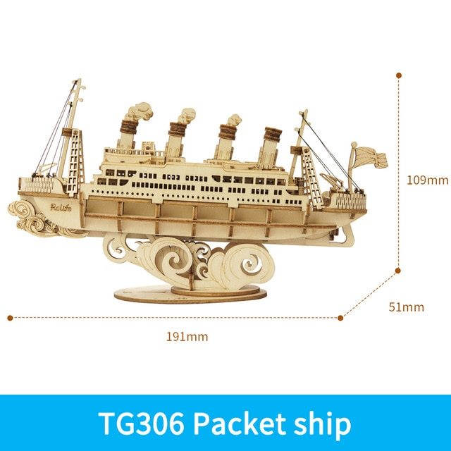 Wooden Puzzle Games Boat & Ship Model Toys For Children