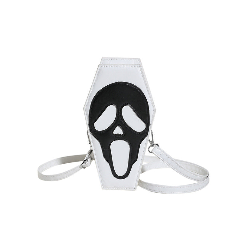 Halloween Coffin-shape Gothic Ghost Shoulder Bag Spider Web Messenger Crossbody Bag Kids Personality Phone Bag For Women