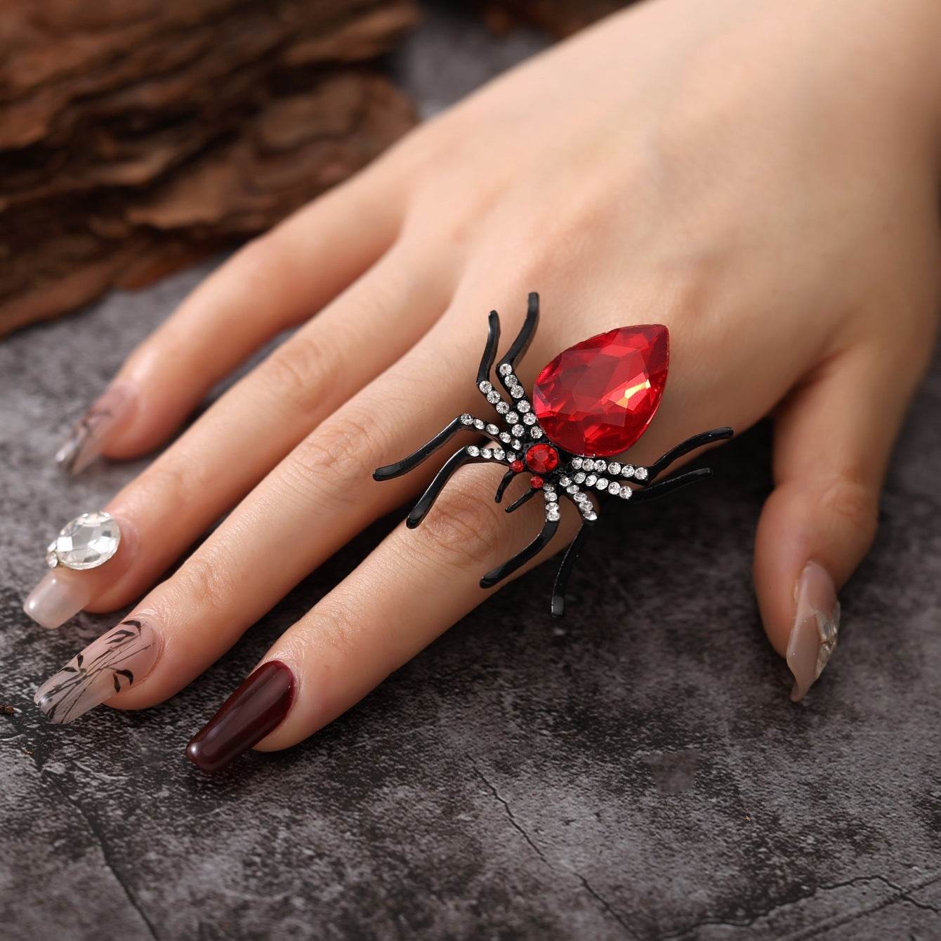 Halloween Spider Ring With Rhinestone Ins Personality Fashion