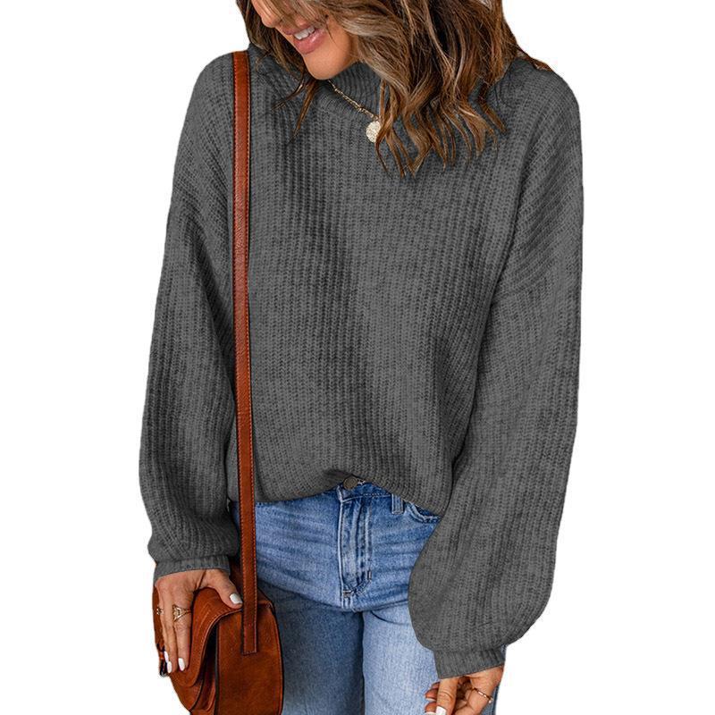 Women's Autumn And Winter Turtleneck Solid Color Loose Pullover Sweater