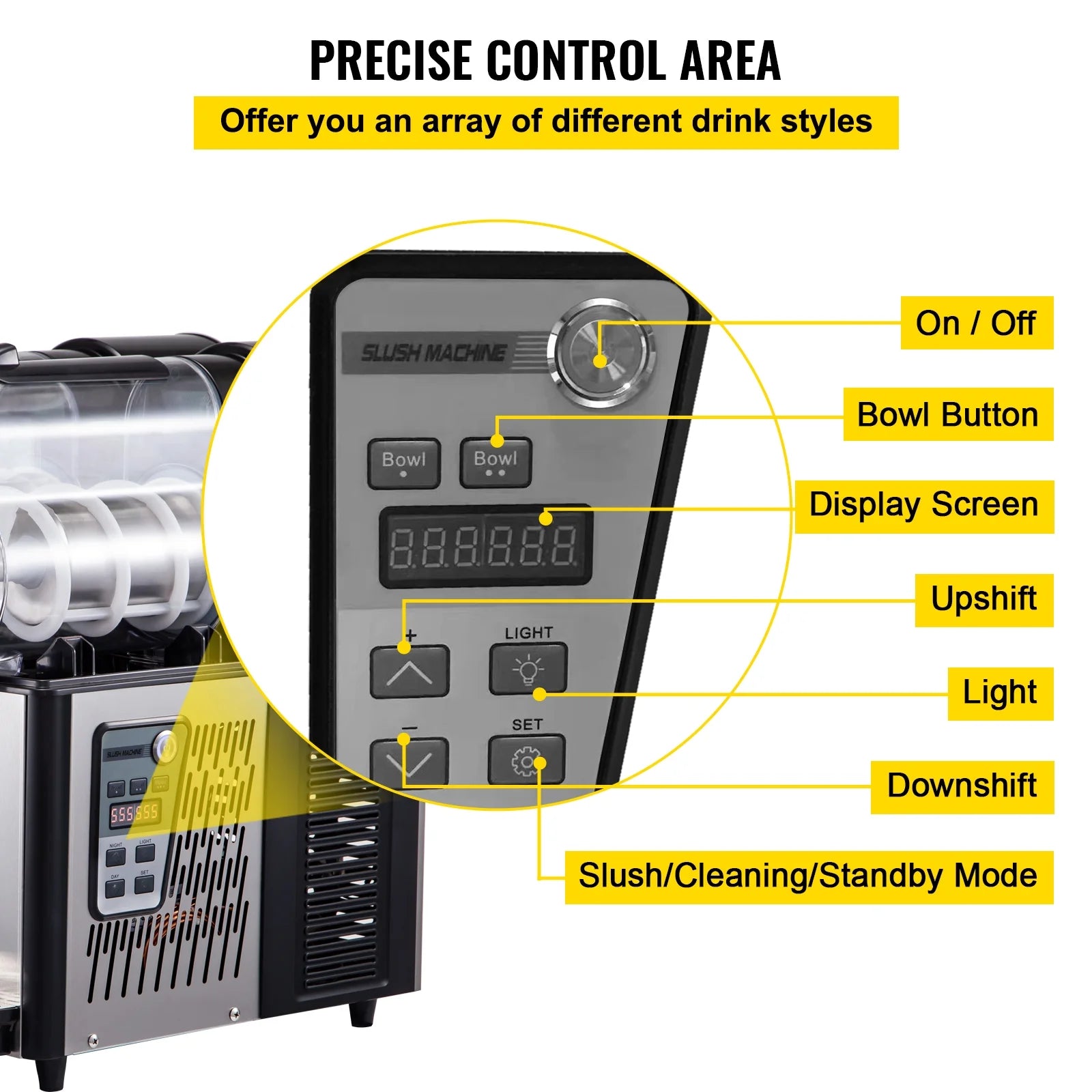 3Lx2 Commercial Slushy Machine Stainless Steel Margarita Slushie Maker Frozen Drink Maker for Ice Juice Tea Coffee Making, Sliver