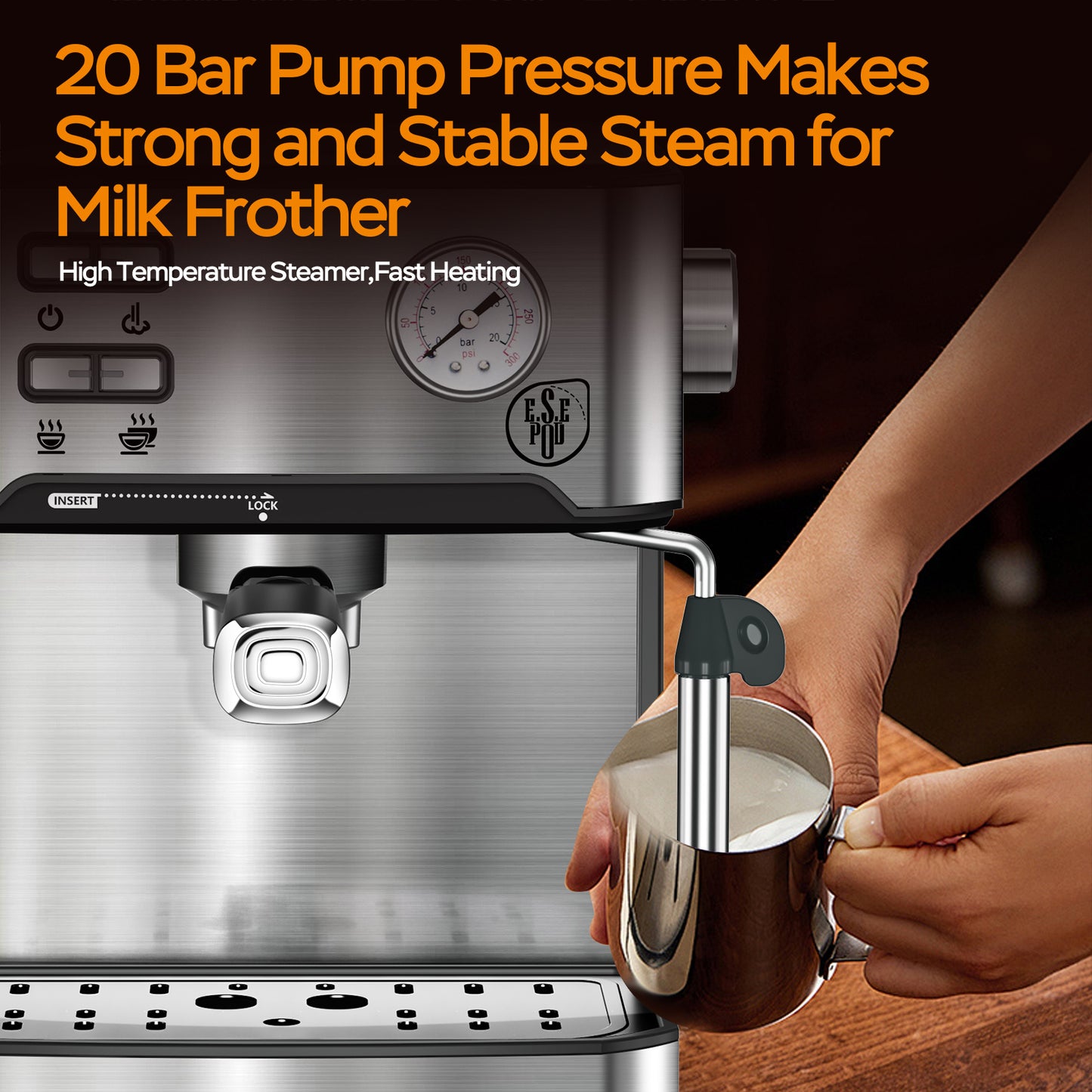 20 Bar Professional Espresso Machine With Milk Frother