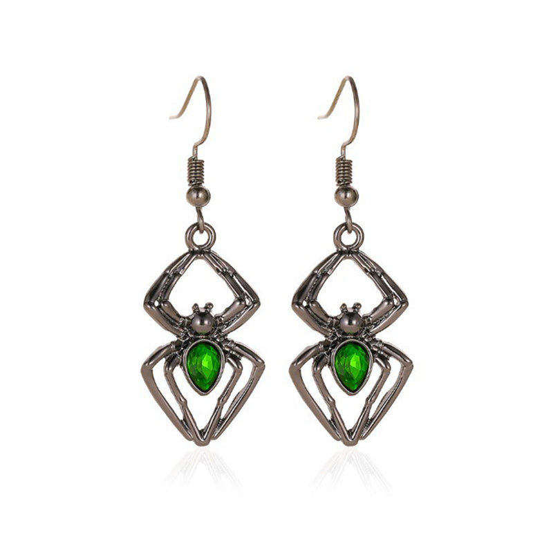 3pcs Halloween Drop-shaped Spider Necklace Set With Earrings Ring Vintage Necklace Pendant