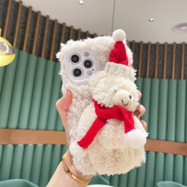 white-plush-christmas-bear