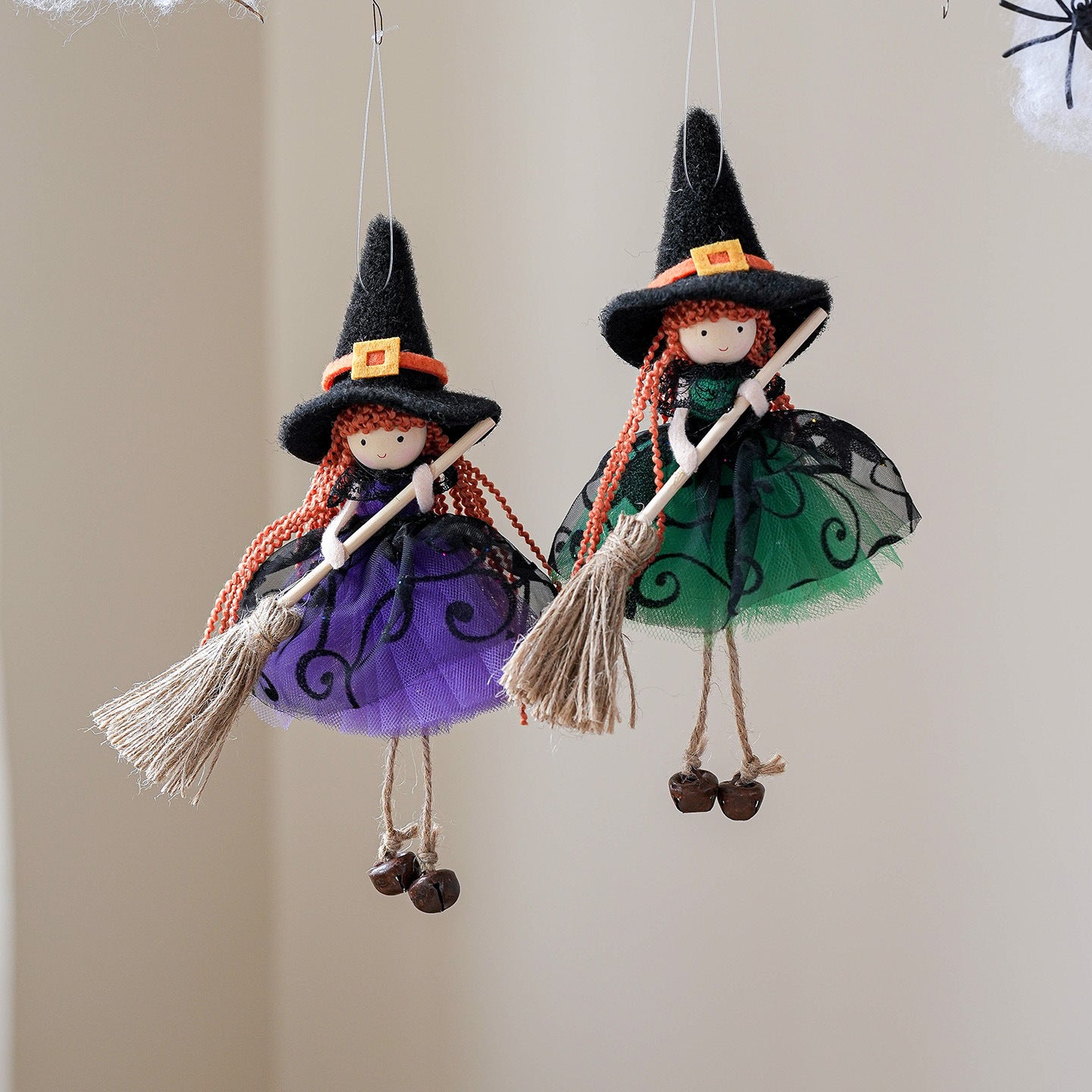 Halloween Mesh Broom Girl Angel Christmas Tree Pendant