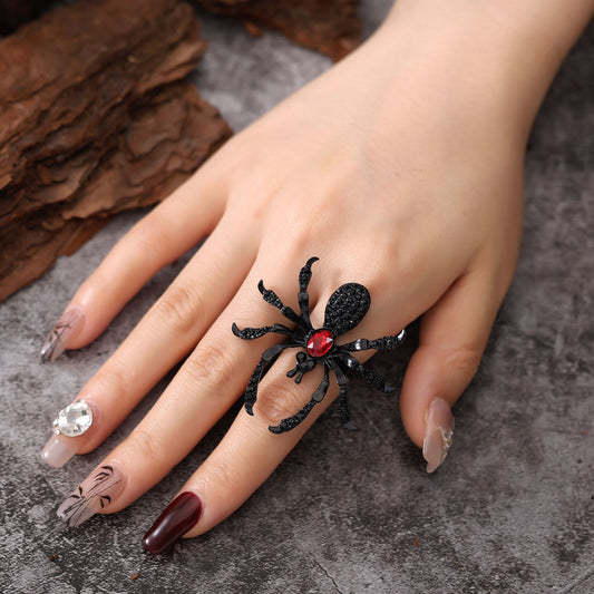 Halloween Spider Ring With Rhinestone Ins Personality Fashion
