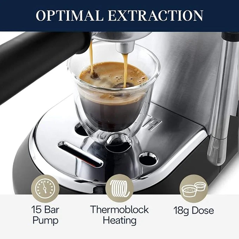 Dedica Arte 15-Bar, 2-Cup Metal Espresso Machine