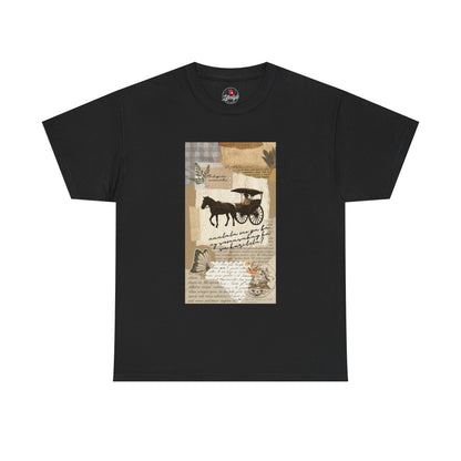 Vintage Horse & Buggy T‑Shirt — Rustic Americana Collage Tee