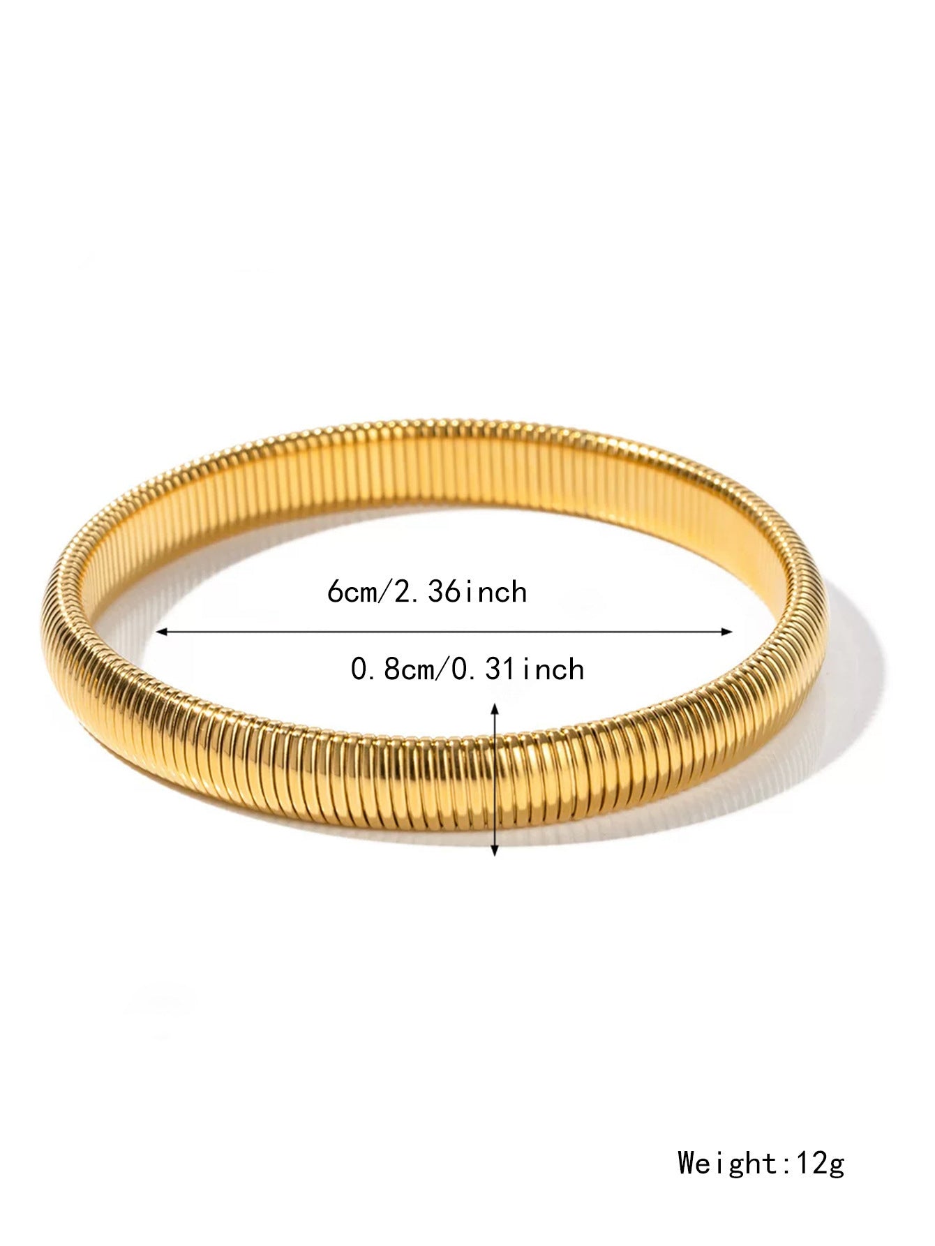 Women's Exaggerated Vertical Stripe Ring Elastic Titanium Steel Bracelet