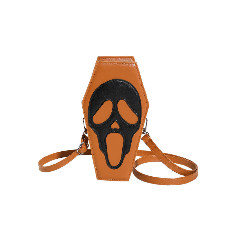 Halloween Coffin-shape Gothic Ghost Shoulder Bag Spider Web Messenger Crossbody Bag Kids Personality Phone Bag For Women
