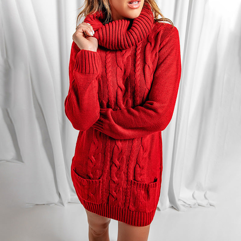 Solid Color Long-sleeved Turtleneck Knitted Sweater