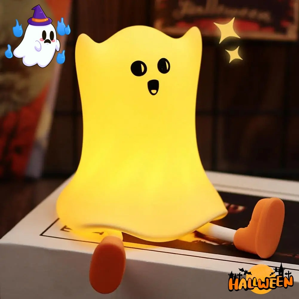 Halloween SiliconHalloween e Ghost Shaped Bedside Lamp With Touch Control Soft Glow For Water-resistant Decoration