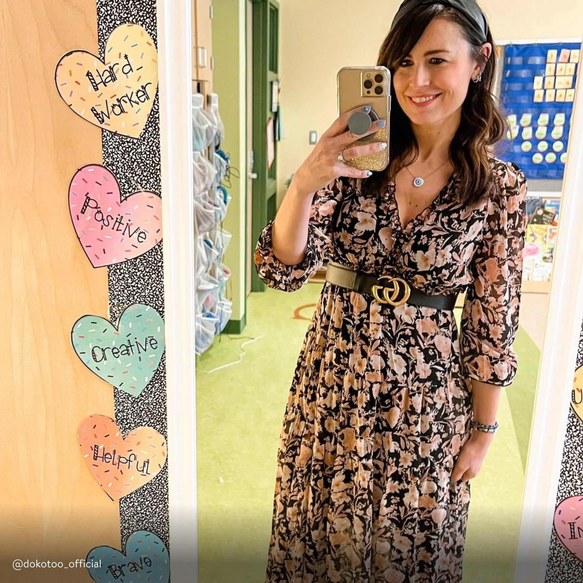 Ladies Black Boho Floral Maxi Dress Flowy Ruffle Trim Long Sleeve Fall Dresses Casual Dressy V Neck Empire Waist Party Cocktail Dress, US 12-14(L)