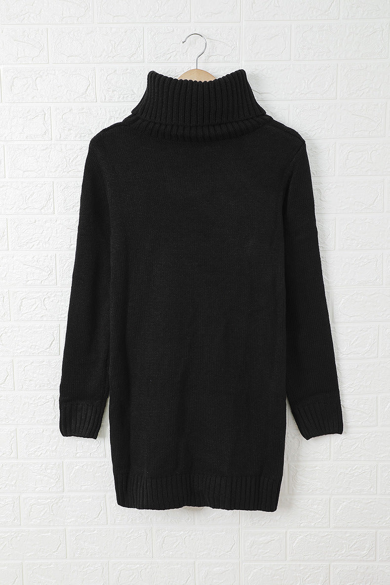 Solid Color Long-sleeved Turtleneck Knitted Sweater