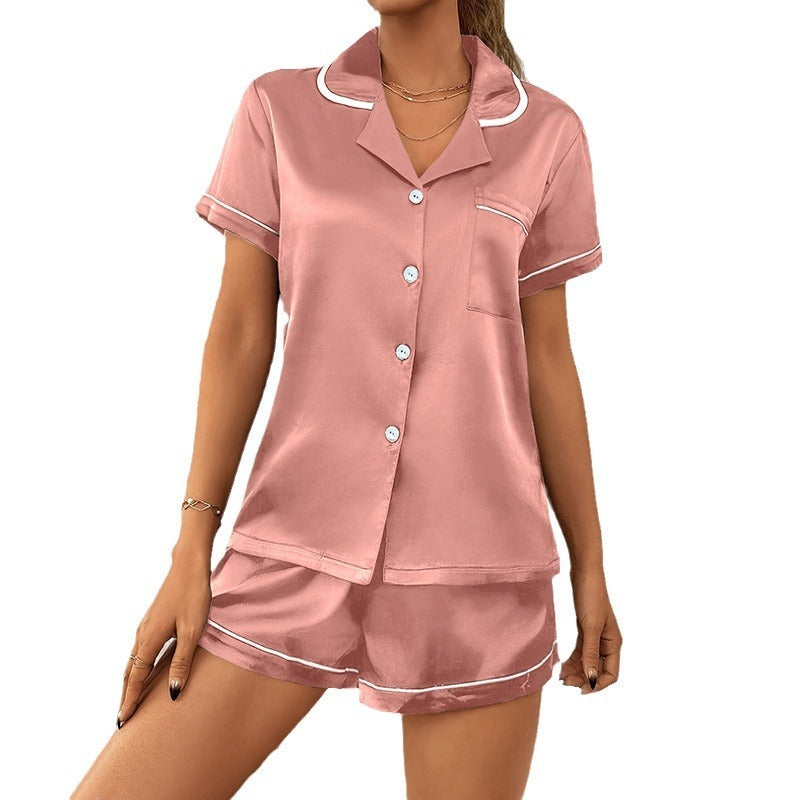 Casual Pajamas Women's Artificial Silk Soft Double Short Lapel