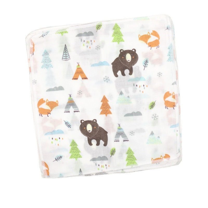 35x35 High Density Double Layer Cartoon Cotton Gauze Square Towel