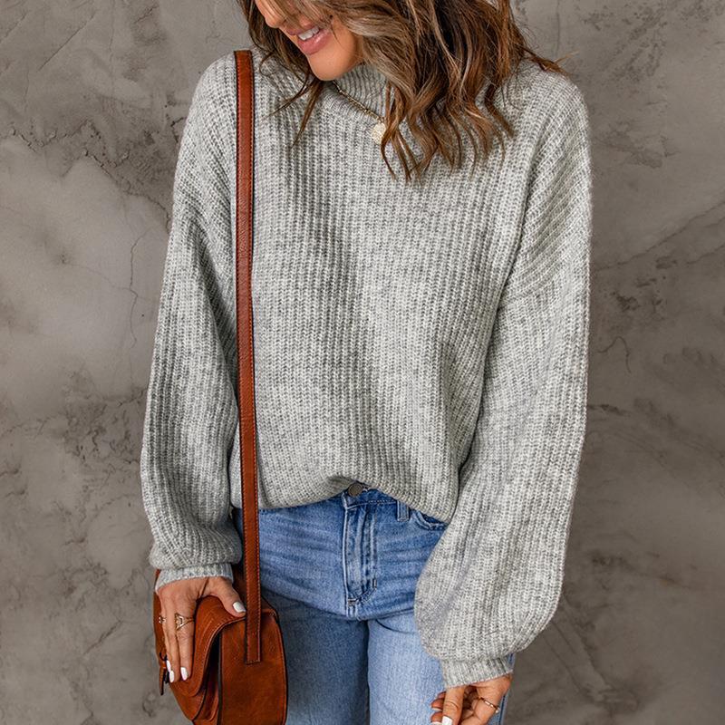 Women's Autumn And Winter Turtleneck Solid Color Loose Pullover Sweater